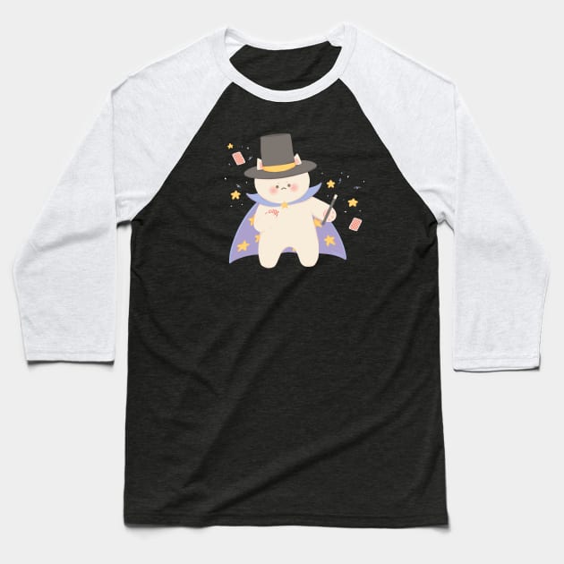 Cat Magician Baseball T-Shirt by Piexels